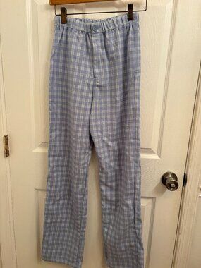 Brandy Melville Lounge Pants Elastic Waist Straight Leg Pants Plaid NEW 24x29